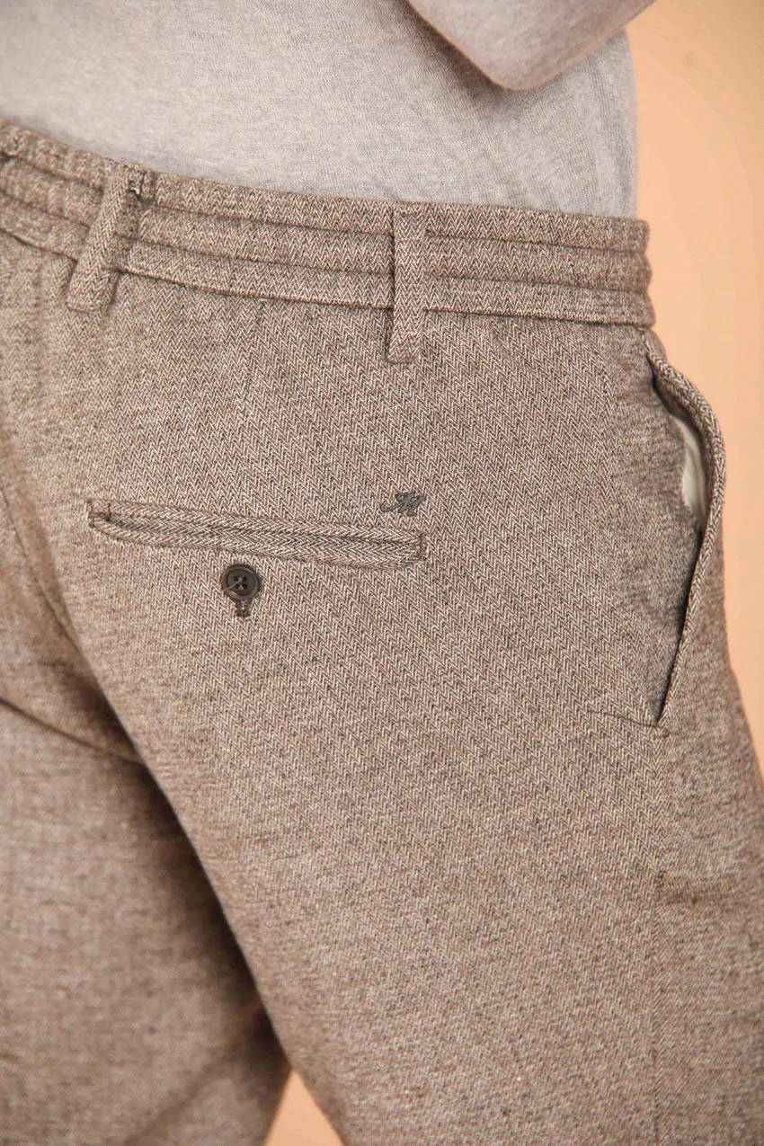 Milano Jogger pantalone chino uomo in cotone effetto lana con micro fantasia resca extra slim fit