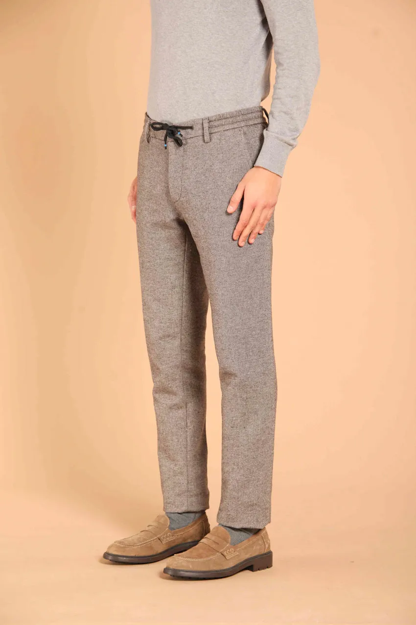 Milano Jogger pantalone chino uomo in cotone effetto lana con micro fantasia resca extra slim fit