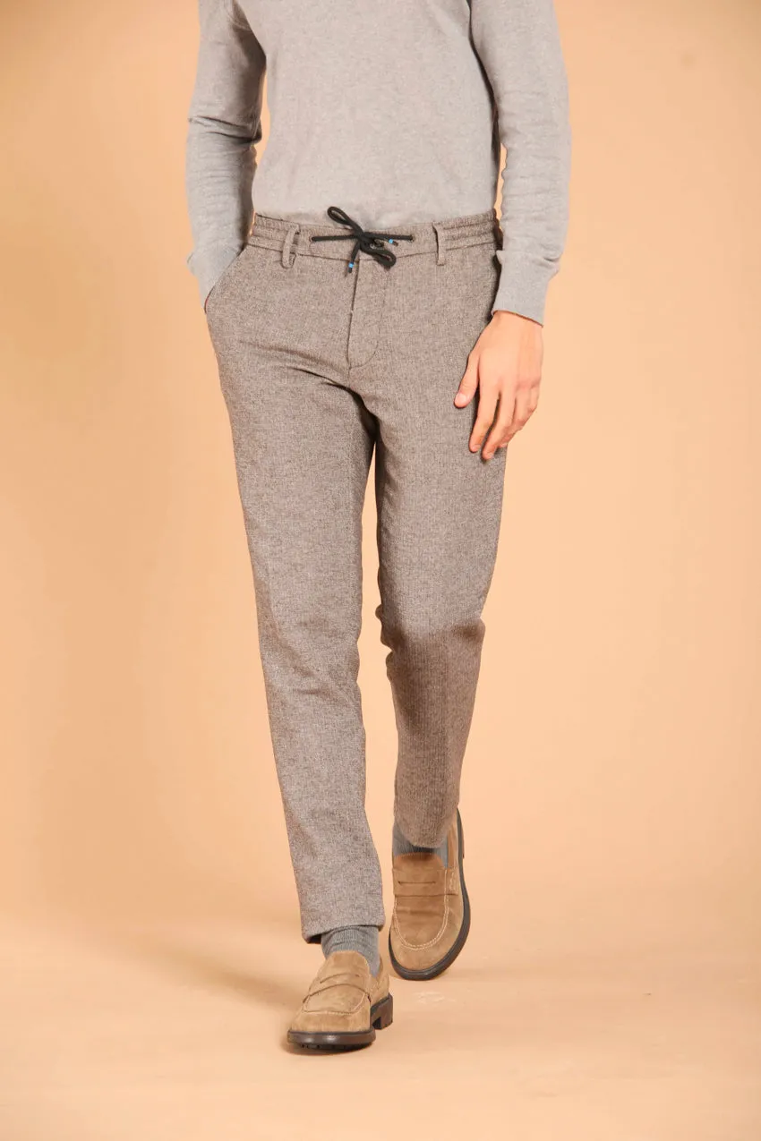 Milano Jogger pantalone chino uomo in cotone effetto lana con micro fantasia resca extra slim fit