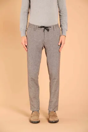 Milano Jogger pantalone chino uomo in cotone effetto lana con micro fantasia resca extra slim fit