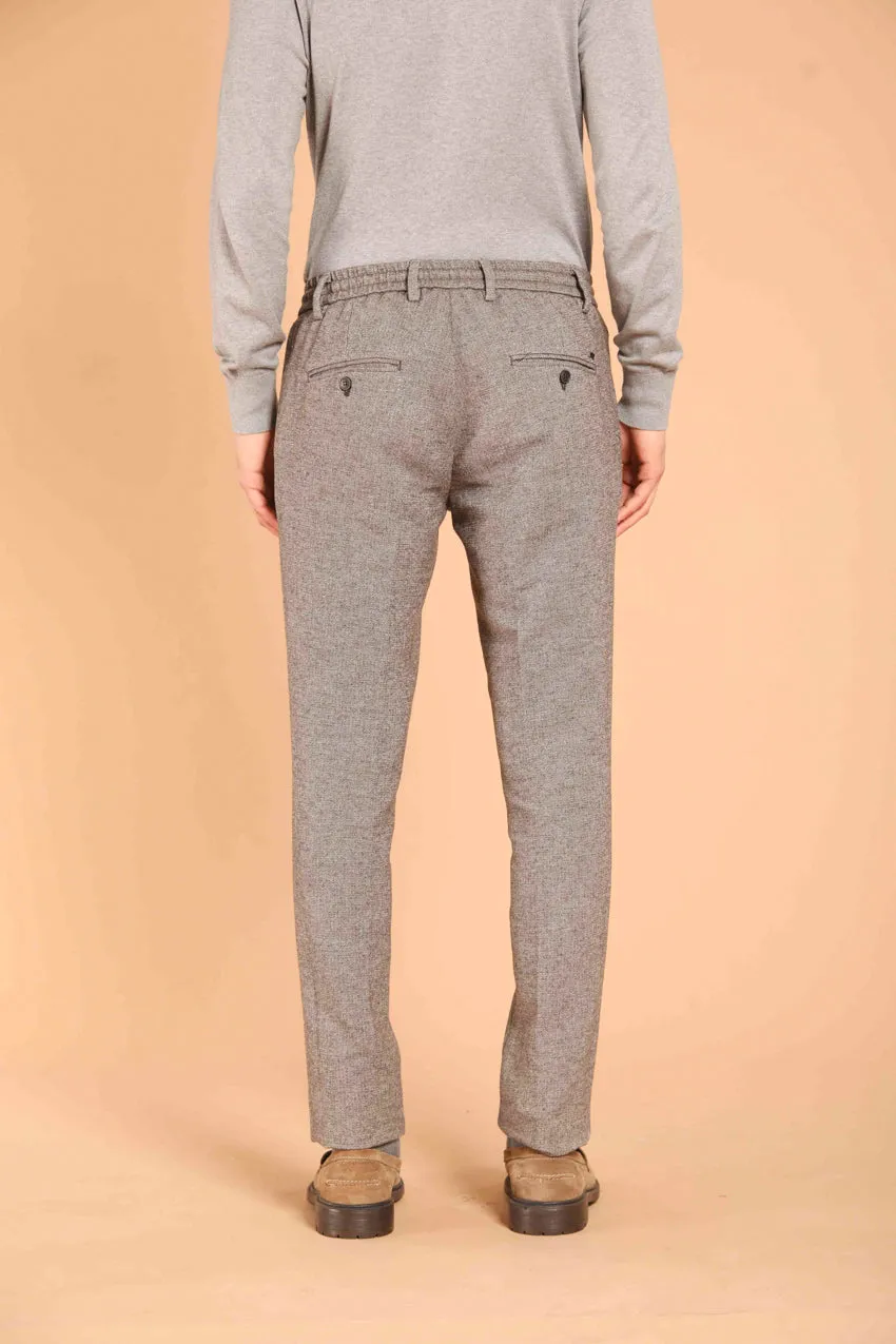 Milano Jogger pantalone chino uomo in cotone effetto lana con micro fantasia resca extra slim fit