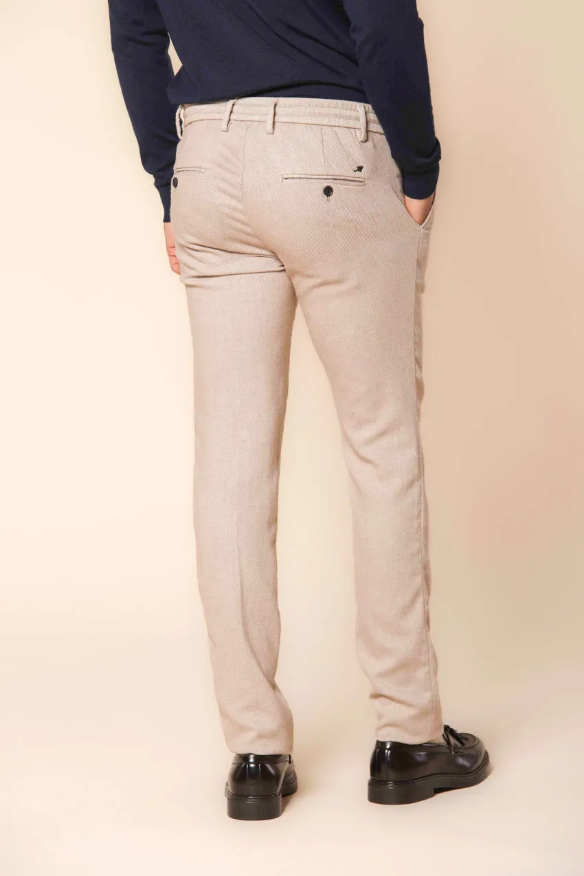 Milano Jogger pantalone chino uomo in flanella effetto lana extra slim fit