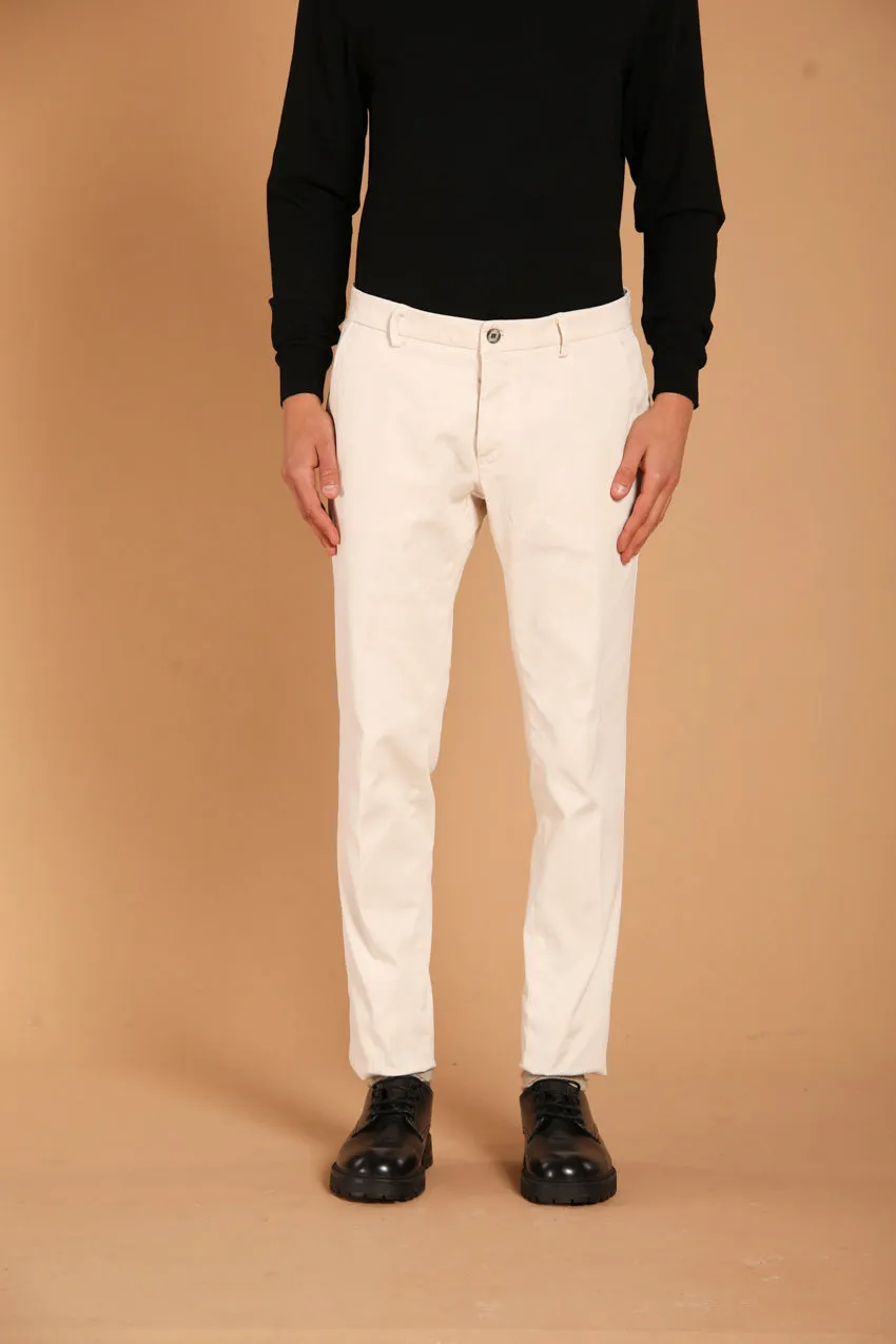 Milano pantalone chino uomo in cotone stretch con fantasia piquet extra slim fit