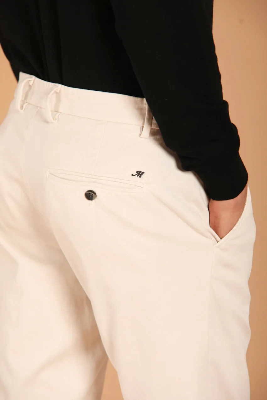 Milano pantalone chino uomo in cotone stretch con fantasia piquet extra slim fit