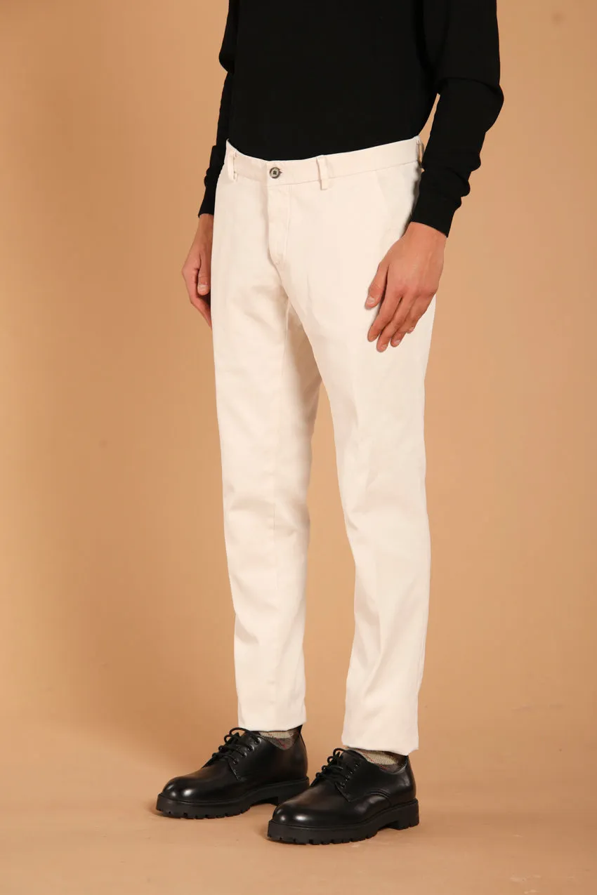 Milano pantalone chino uomo in cotone stretch con fantasia piquet extra slim fit