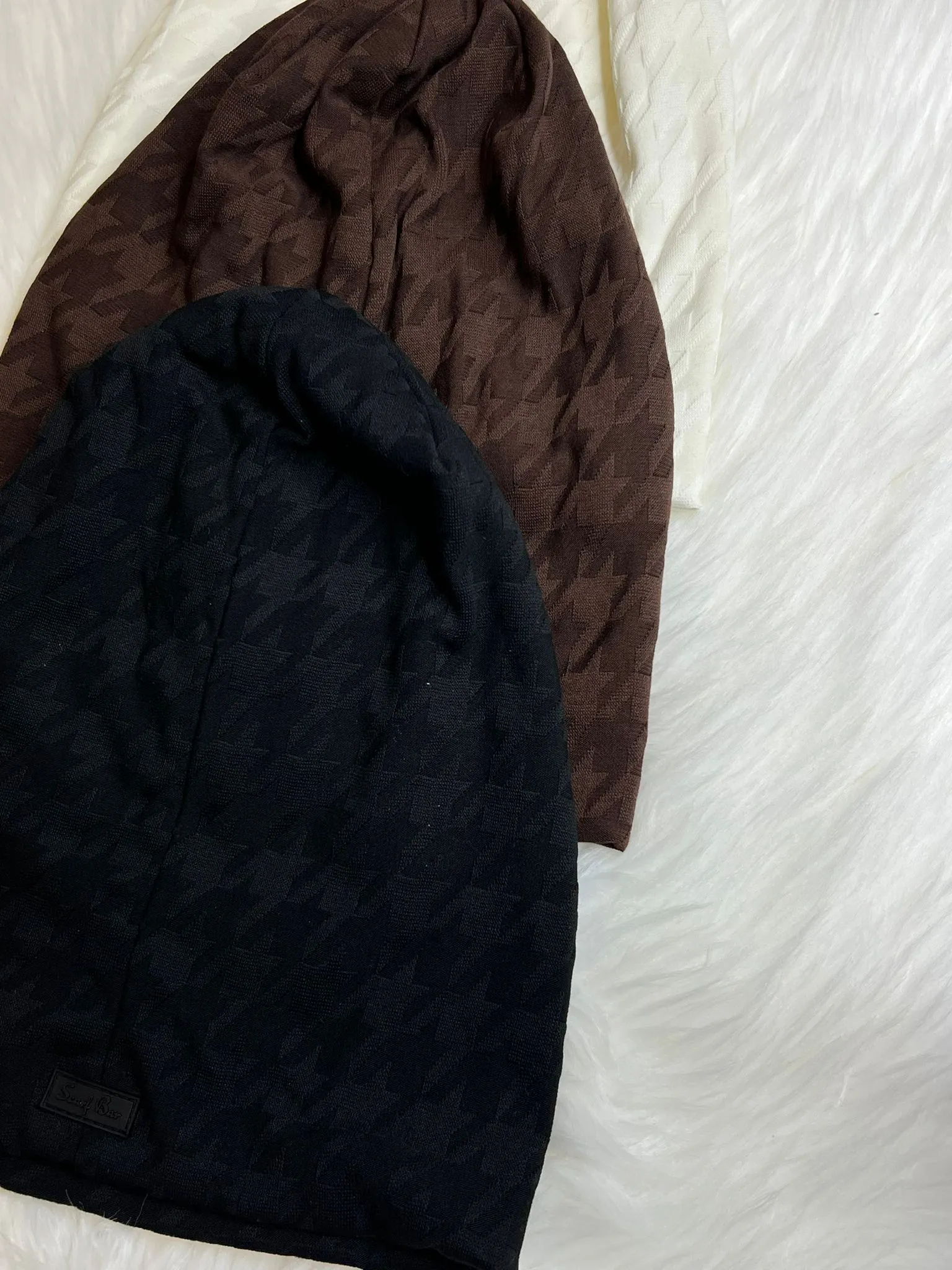 Monochrome Houndstooth Beanies
