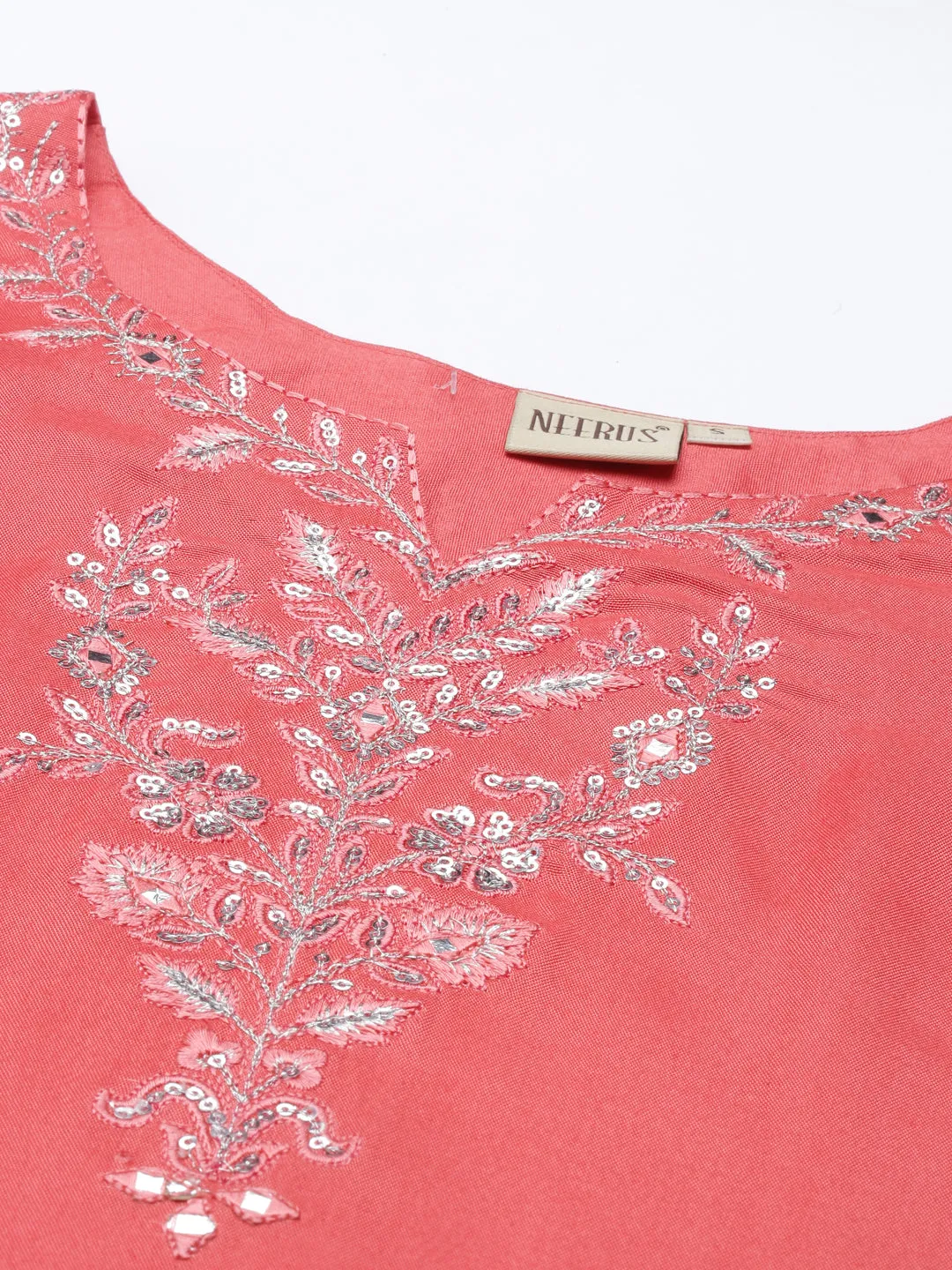 Neeru's Pink Color Chanderi Fabric Kurta