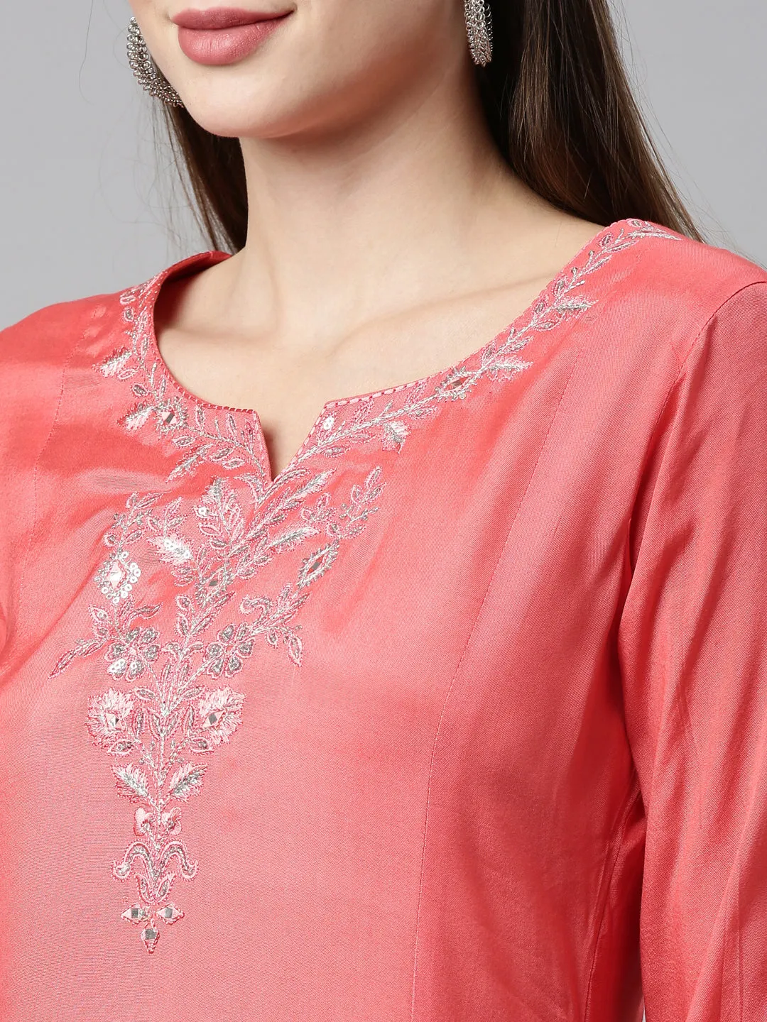 Neeru's Pink Color Chanderi Fabric Kurta