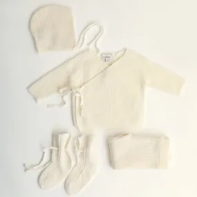 Off White Knit Top & Pants 4 Piece Set