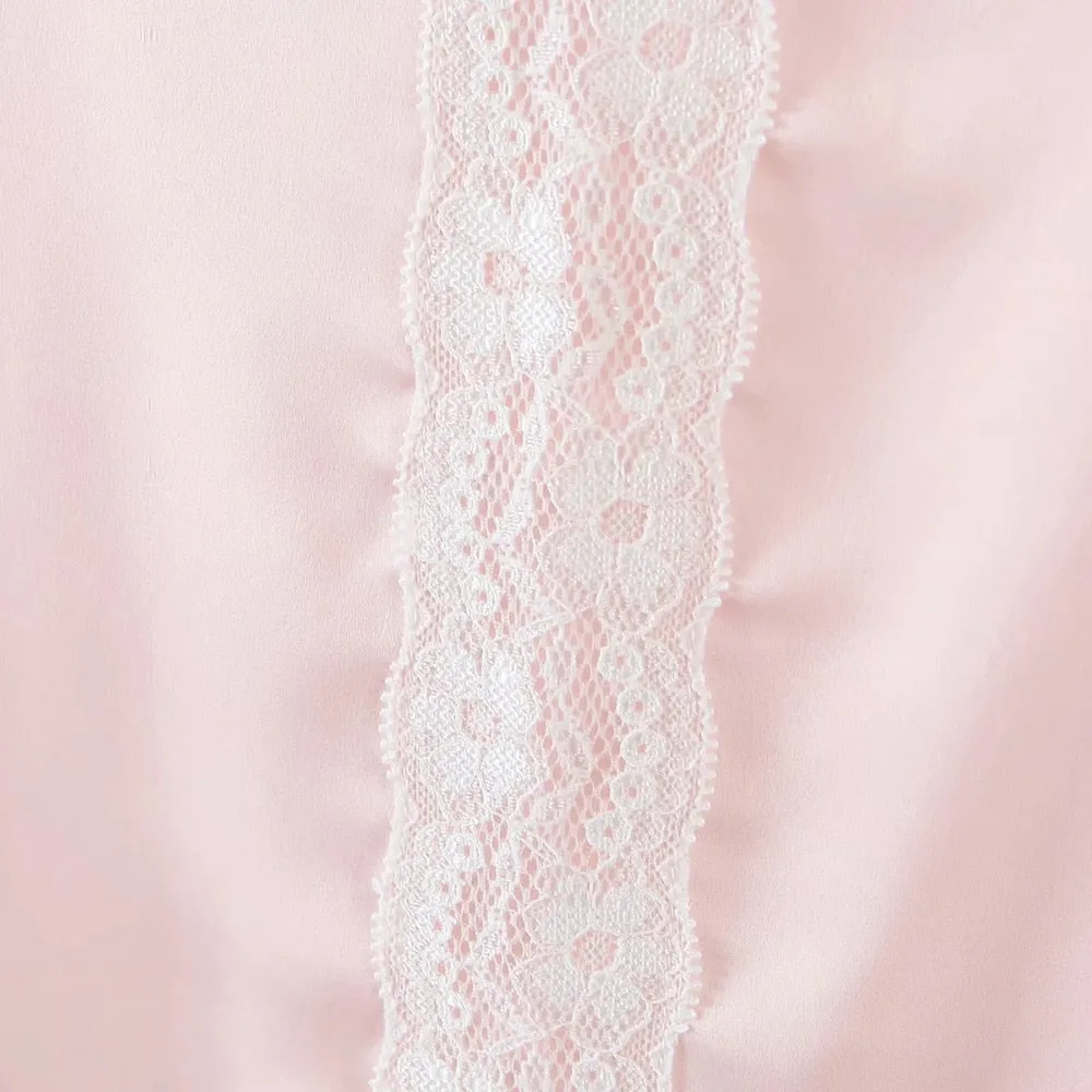 Pink Satin Lace Slip Dress