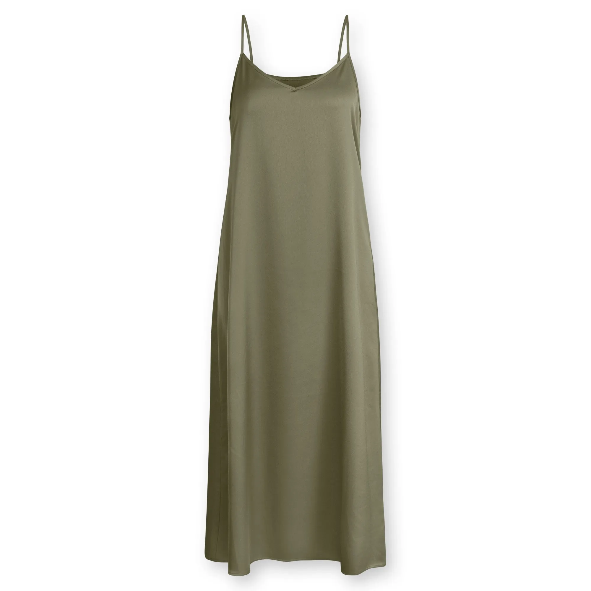 Point Solid Satin Aline Slip Dress