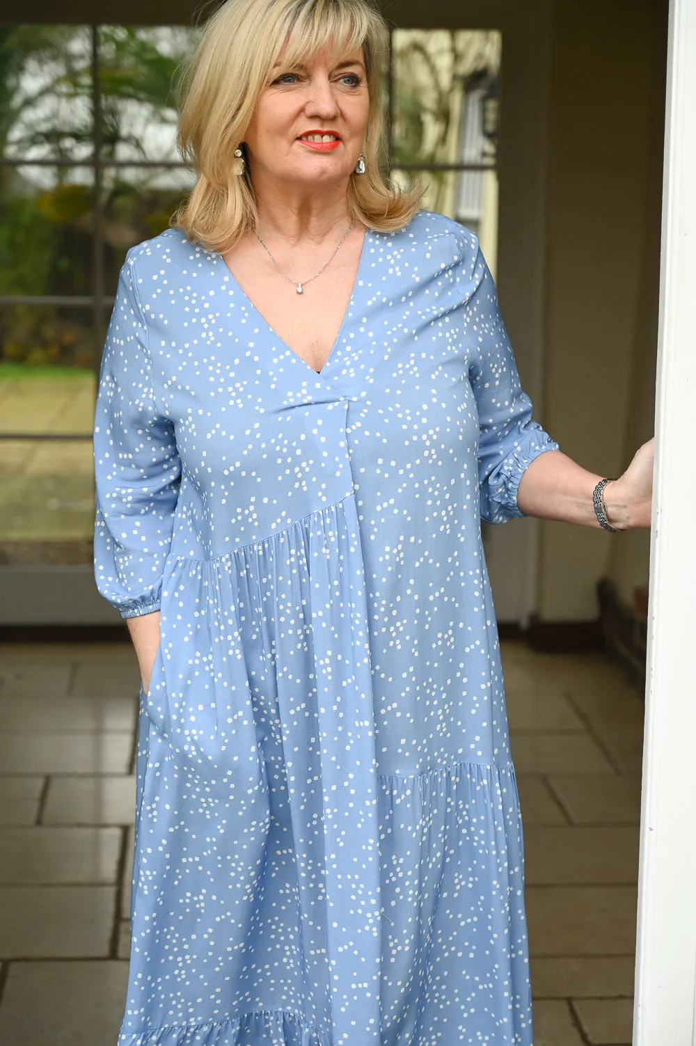 Polka Dot Maxi Dress | Sky Blue