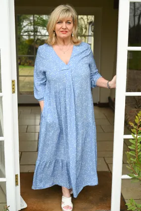 Polka Dot Maxi Dress | Sky Blue