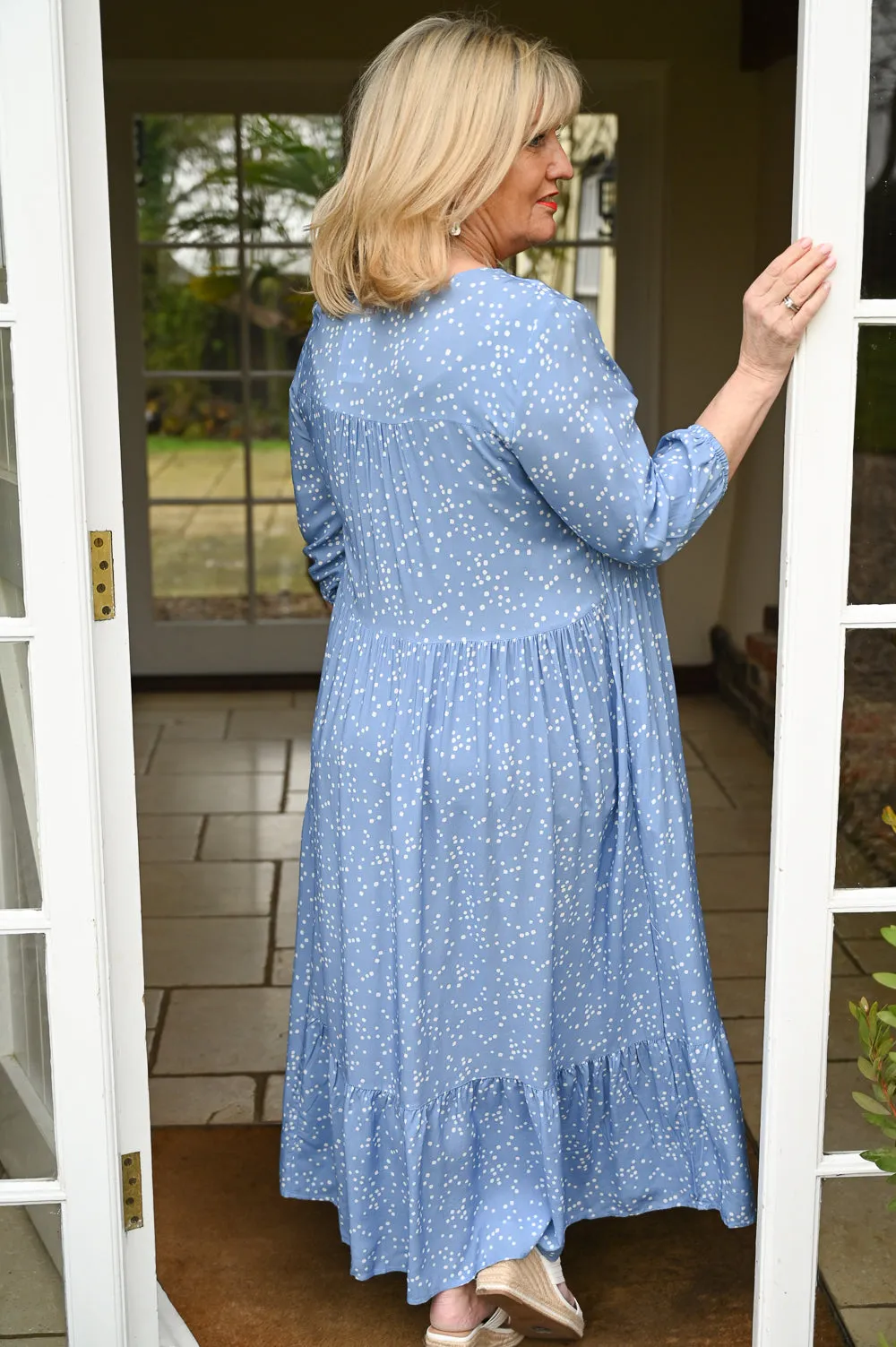 Polka Dot Maxi Dress | Sky Blue