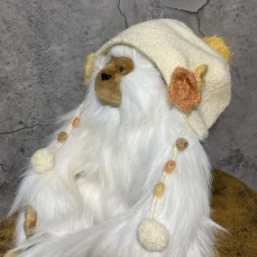 pom pom knit cap kids yellow white
