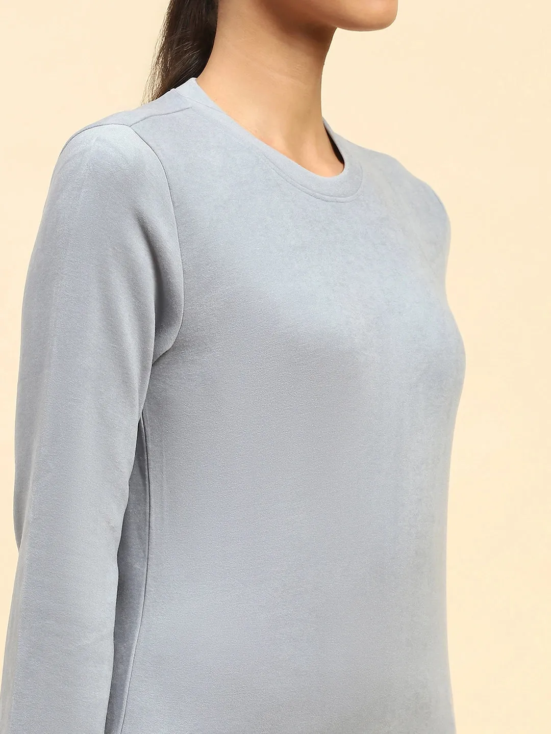 Powder Blue Solid Eco Silk Blend Ultra Soft Sweatshirt