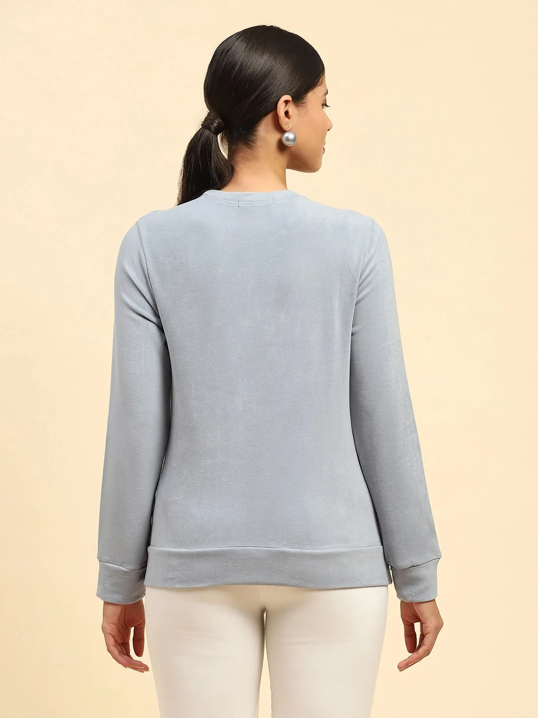 Powder Blue Solid Eco Silk Blend Ultra Soft Sweatshirt