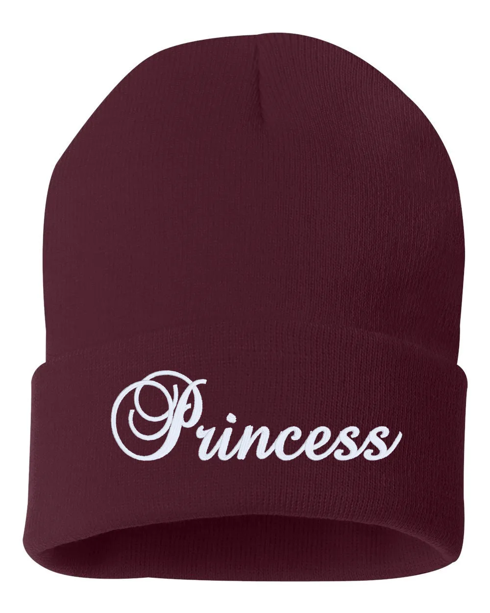 Princess Embroidered Cuffed Beanie Hat