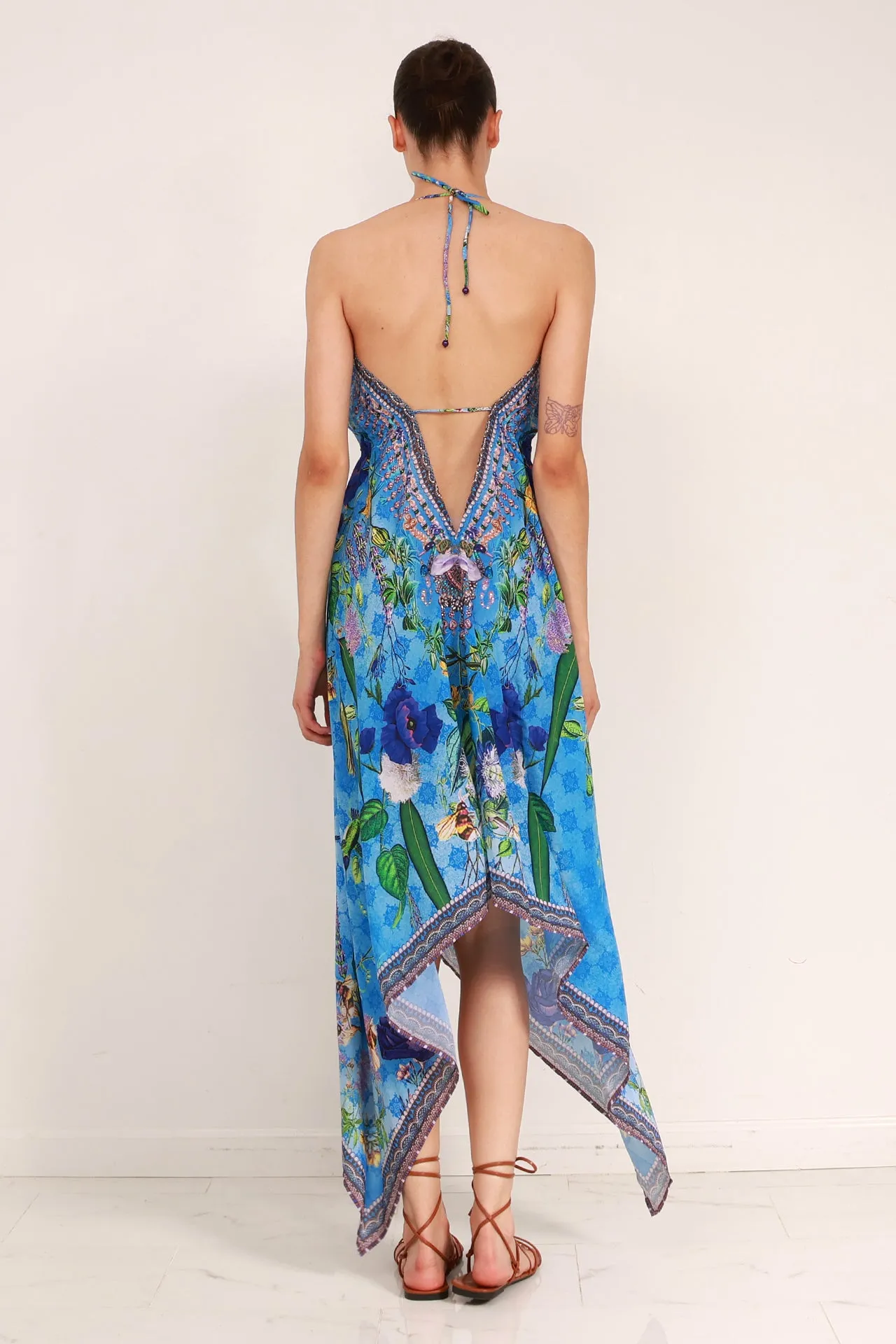 Printed Blue Scarf Dress