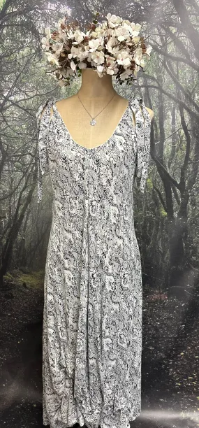 Rayon white and black slip dress