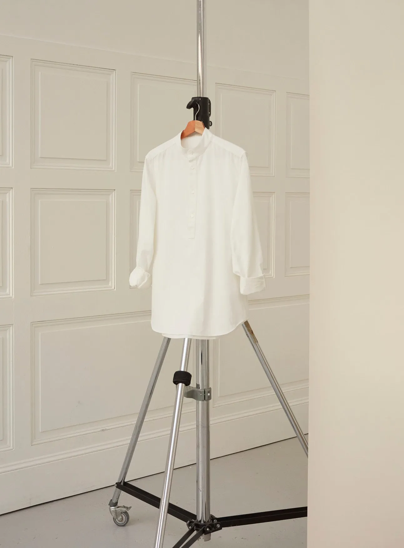 Recycled White Nehru Collar Shirt