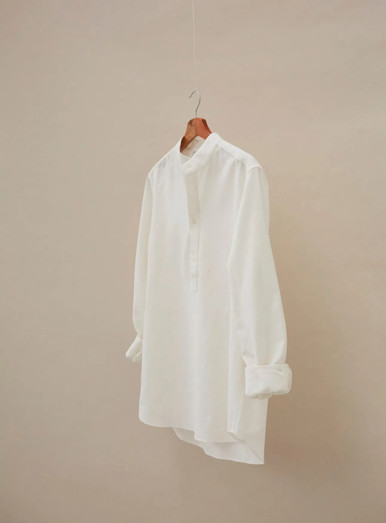 Recycled White Nehru Collar Shirt