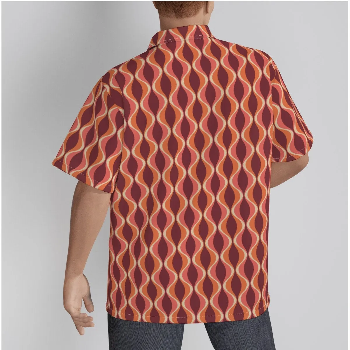 Retro Shirt Men, Retro Top, Mid Century Style Top, Mod 60s Style Shirt, Vintage Style Top, Maroon Shirt, Hawaiian Shirt, Dress Shirt