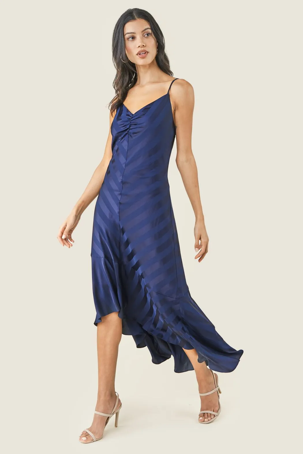 Rosado Striped Satin Slip Dress