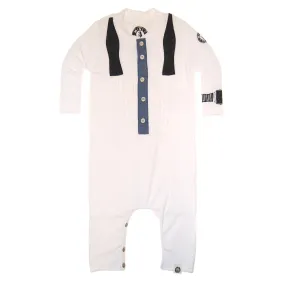 Ruffled Bow Tie Henley Baby Romper by: Mini Shatsu