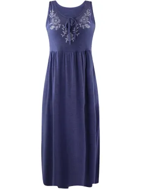 Sleeveless Embroidered Casual Maxi Sun Dress