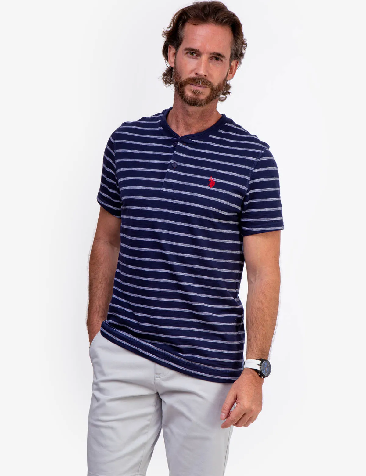 SLUB JERSEY HENLEY SHIRT