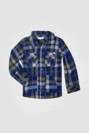 Snow Fleece Shirt- Olive/Navy Plaid