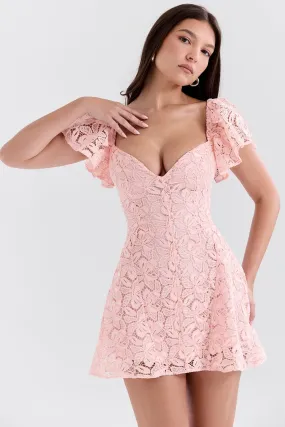 Summer Fresh V Neck Butterfly Sleeve Short Dress