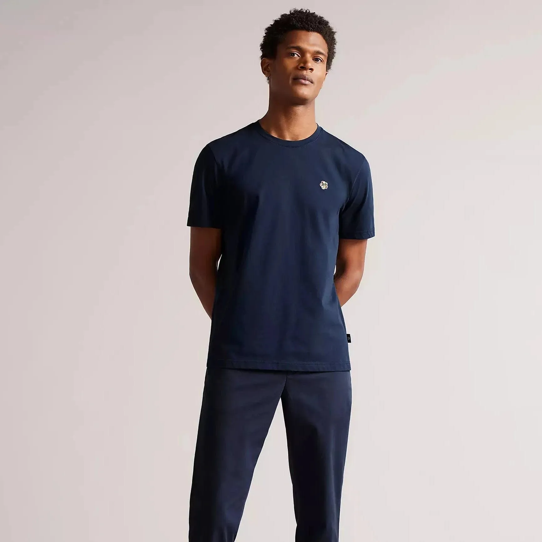 Ted Baker Oxford Crew Neck T-Shirt in Navy Blue