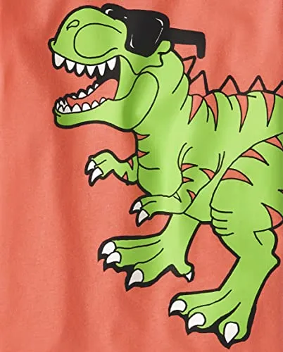 The Children's Place Baby Toddler Boys Short Sleeve Graphic T-Shirt, Green Dino
