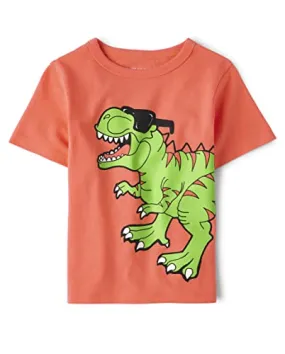 The Children's Place Baby Toddler Boys Short Sleeve Graphic T-Shirt, Green Dino
