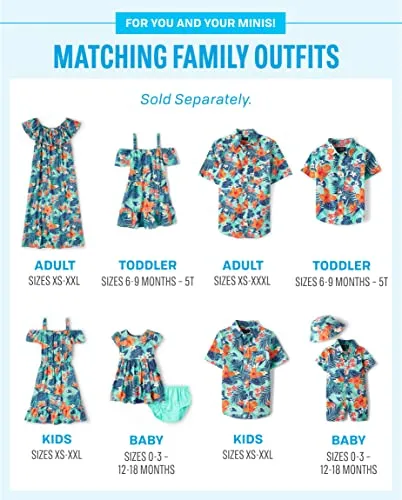 The Children's Place,Family Matching Short Sleeve Button Down Shirt, Dad and Son,Boys,Hawaiian Tropic,XX-Large