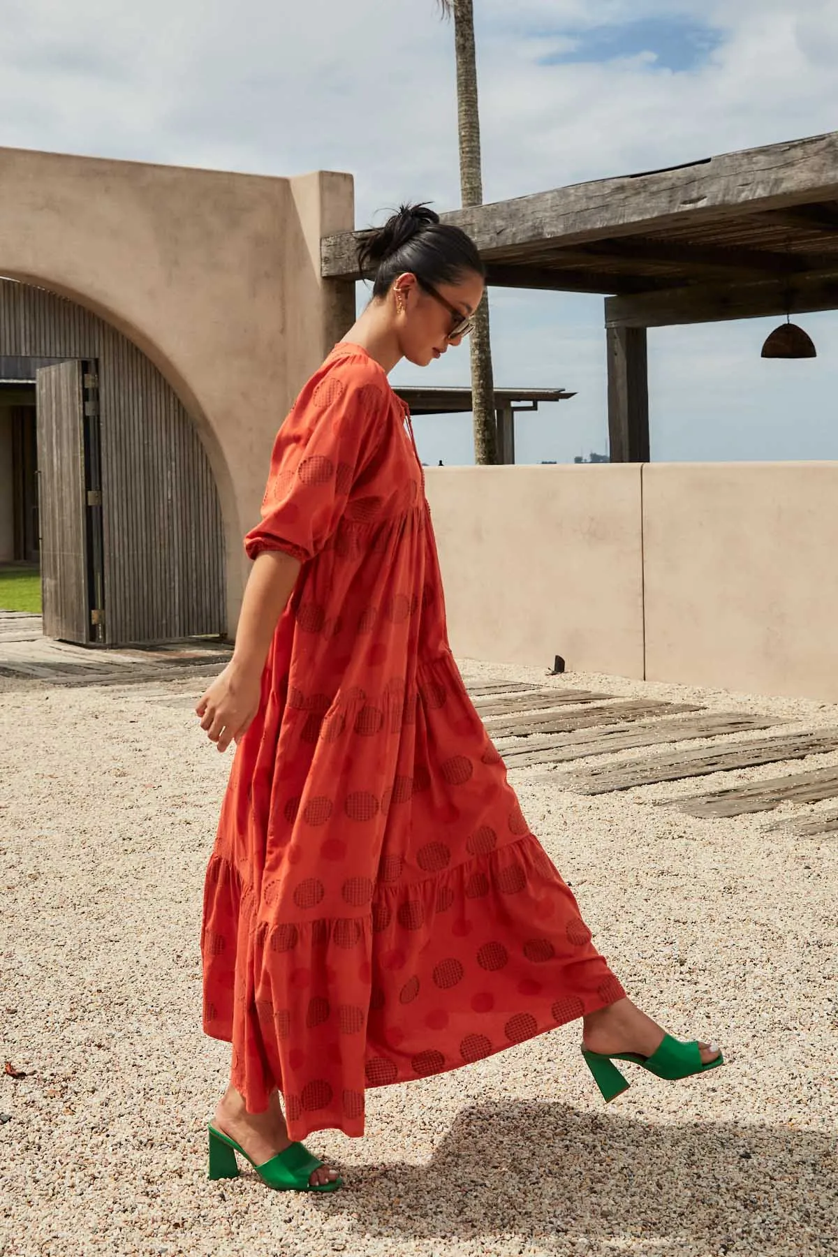 Universal Olivia Dress Orange in Cotton Blend