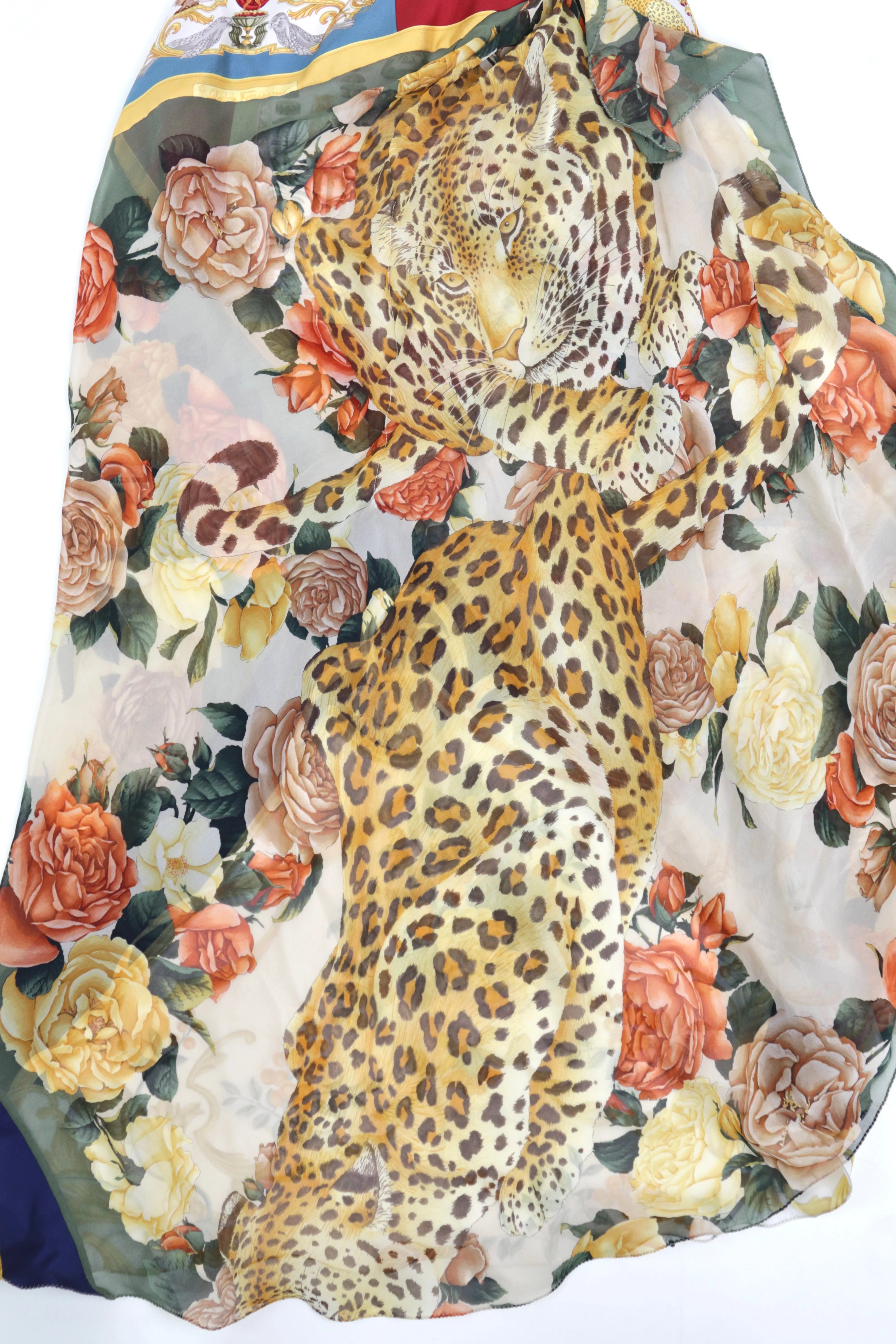 Vintage Ferragamo Scarf Print Silk Slip Dress