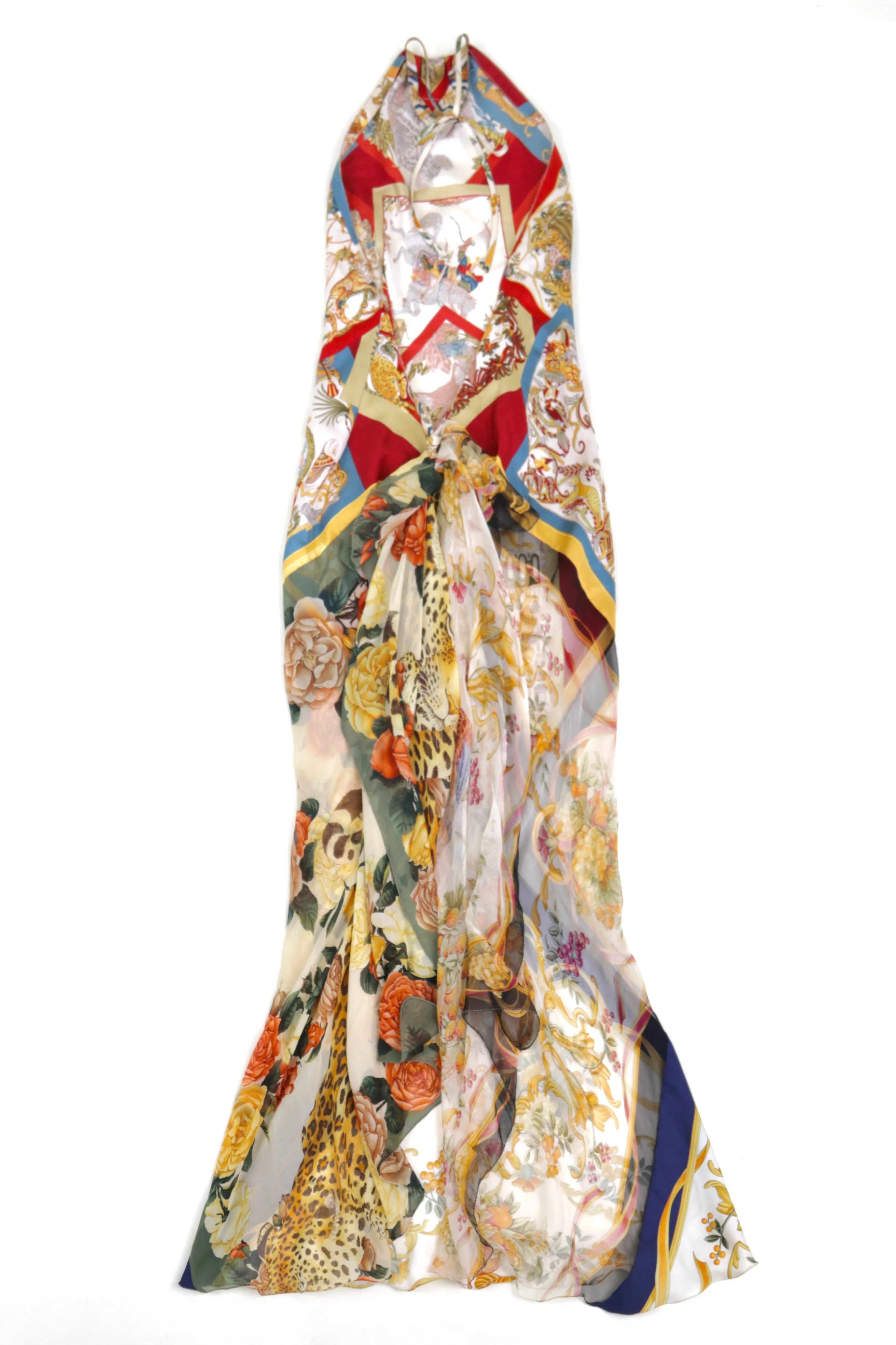 Vintage Ferragamo Scarf Print Silk Slip Dress