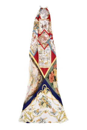 Vintage Ferragamo Scarf Print Silk Slip Dress