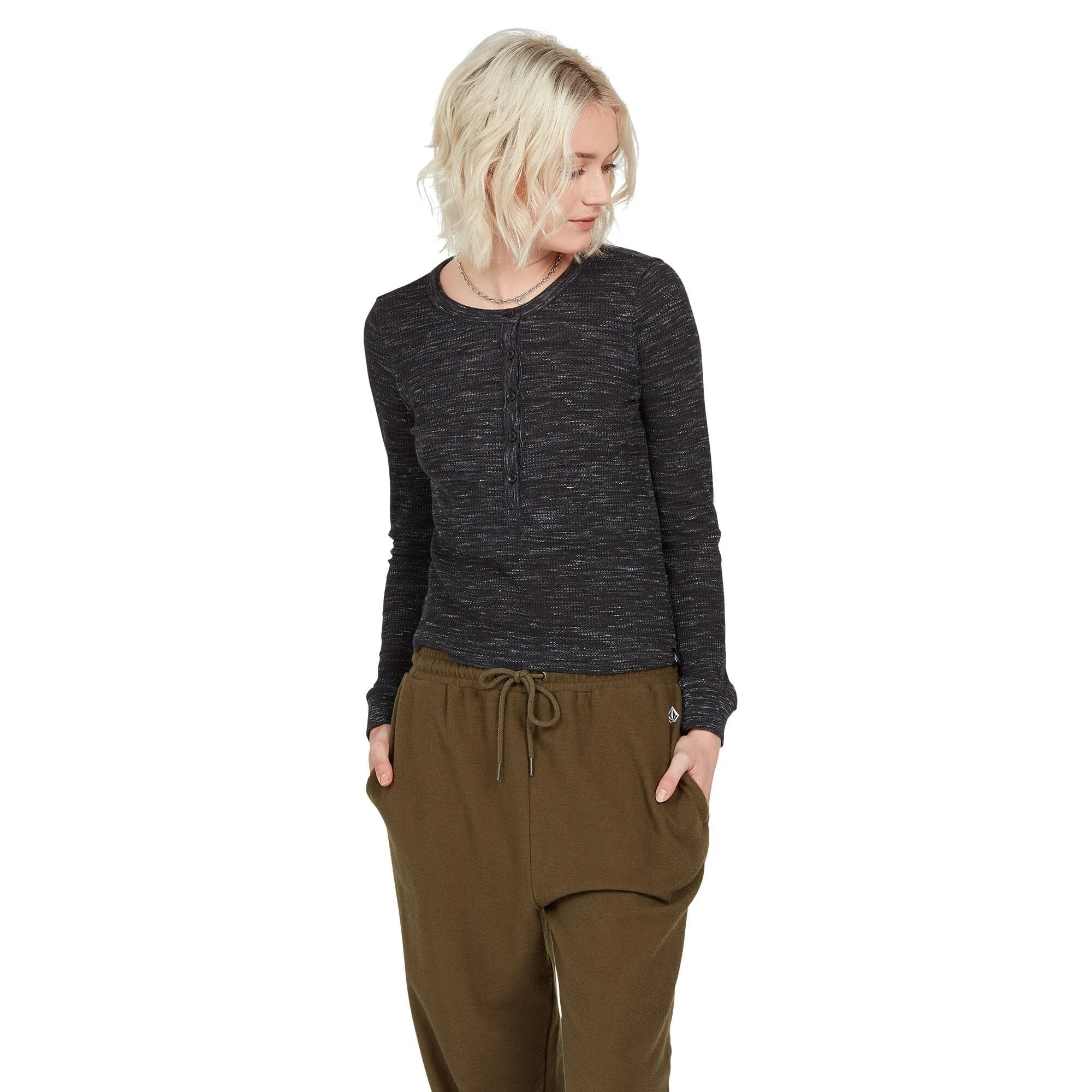 VOLCOM Women's Apres Stone Long Sleeve T-Shirt Black