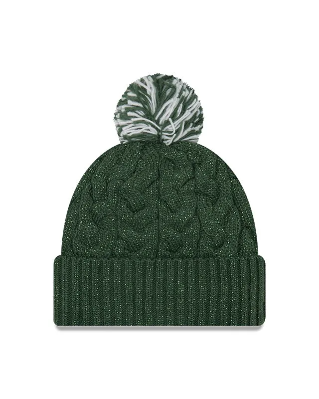 Women’s Green Bay Packers New Era Cozy Cable Laser Cuff Pom Knit Toque