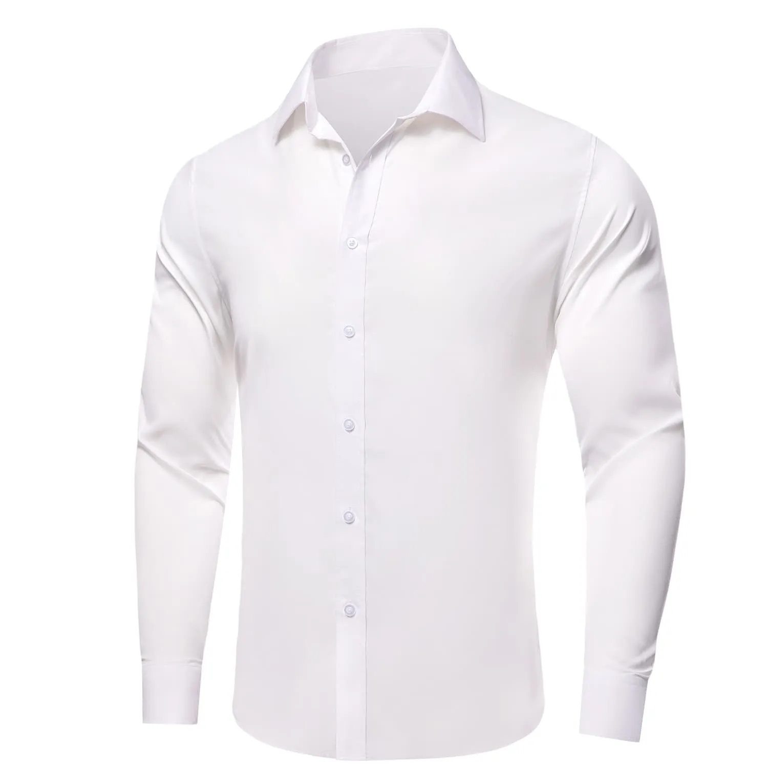 YourTies White Solid Long Sleeve Shirt with Orchid Purple Paisley Silk Tie for Men